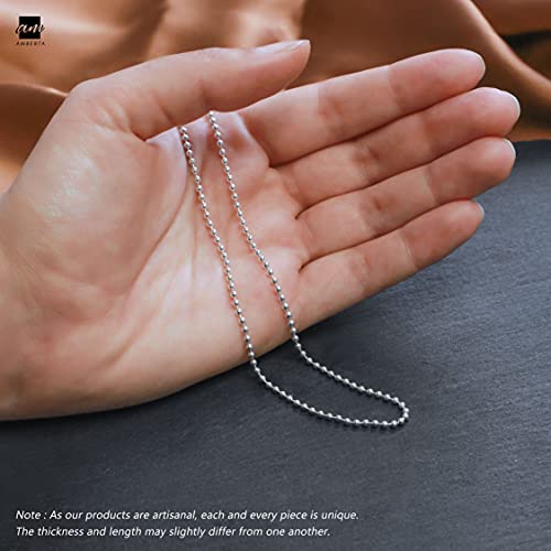 Amberta Cadena de Bolas en Plata de Ley 925 para Mujer 2 mm: 70 cm