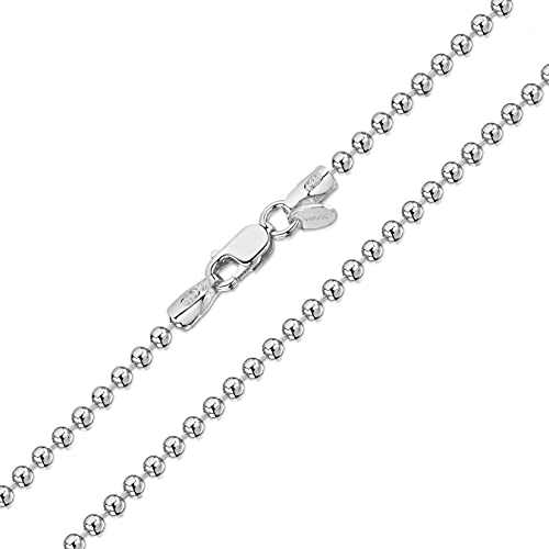Amberta Cadena de Bolas en Plata de Ley 925 para Mujer 2 mm: 70 cm