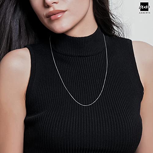 Amberta® Joyería - Collar - Fina Plata De Ley 925 - Cadena de Frenar - 1.3 mm - 40 45 50 55 60 65 70 cm (70cm)