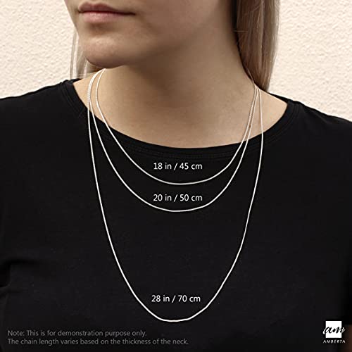 Amberta® Joyería - Collar - Fina Plata De Ley 925 - Cadena de Frenar - 1.3 mm - 40 45 50 55 60 65 70 cm (70cm)