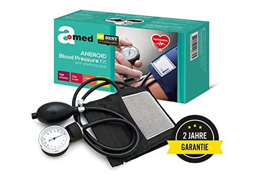 Amed 7J-BCEV-GZ2D - Medical Esfigmomanómetro Aneroide Con Estetoscopio, Negro