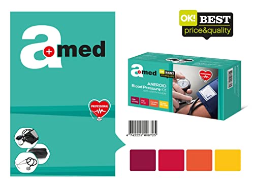 Amed 7J-BCEV-GZ2D - Medical Esfigmomanómetro Aneroide Con Estetoscopio, Negro