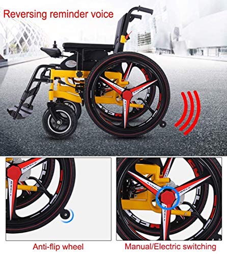 AMYMGLL Deluxe Silla de Ruedas eléctrica Plegable de la energía Silla de Ruedas Ligera de Ancianos Inteligente Potente Silla de Ruedas para minusválidos en Las Cuatro Ruedas automática de Doble Motor