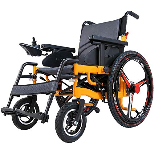 AMYMGLL Deluxe Silla de Ruedas eléctrica Plegable de la energía Silla de Ruedas Ligera de Ancianos Inteligente Potente Silla de Ruedas para minusválidos en Las Cuatro Ruedas automática de Doble Motor