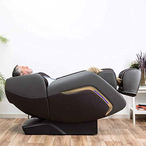 Ananda® Sillón de Masaje 2D+ - Marrón (Modelo 2021) - 12 programas de Masaje Profesional y presoterapia - Termoterapia - Tecnología Gravedad y Espacio ”Cero” - Sonido Envolvente 3D Bluetooth - USB