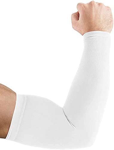 Ancokig Sports Mangas del Brazo Mangas Enfriamiento de Protección UV Largo Mangas de Sol para Deportes Ciclismo Baloncesto Corriendo Golf para Mujer Hombre (Blanco-1pares)