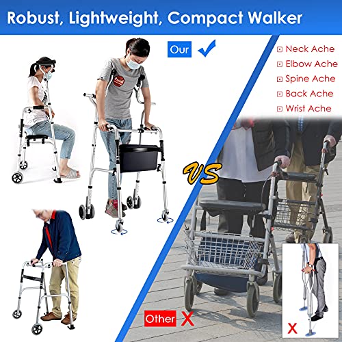 Andador Andadores para Ancianos Adultos Levántate Andador Para Personas Mayores Con Asas Ligero Andador Con Ruedas De Aluminio/Ayuda De Movilidad Para Caminar Para Adultos Altos Y Bajos, Caminantes