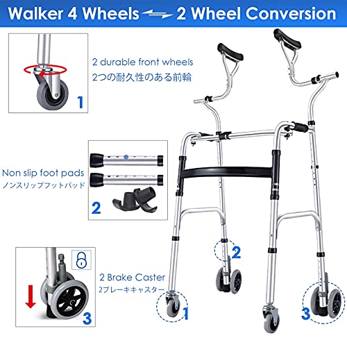 Andador Andadores para Ancianos Adultos Levántate Andador Para Personas Mayores Con Asas Ligero Andador Con Ruedas De Aluminio/Ayuda De Movilidad Para Caminar Para Adultos Altos Y Bajos, Caminantes