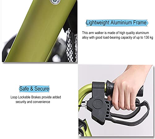 Andador Andadores para Ancianos Andador para ancianos con 4 ruedas, frenos manuales y bloqueables Andador plegable de altura ajustable para adolescentes con necesidades especiales, fácil de montar