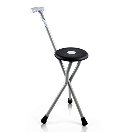 Andador con Ruedas, bastón Plegable para Caminar, Silla Triangular, muletas, Bastones de aleación de Aluminio, Andador Ligero, Negro, 48 cm, Escalador de Edad Avanzada