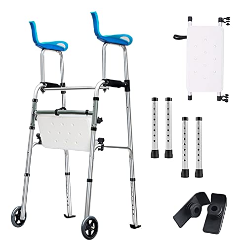 Andador para Ancianos Adultos Andador Con Andador Con Asiento, Andador Alto Andador Vertical Plegable Ligero Con Tubo De Repuesto Y Ruedas, Siéntese Para Estar De Pie Walker Para Adultos Mayores Disca