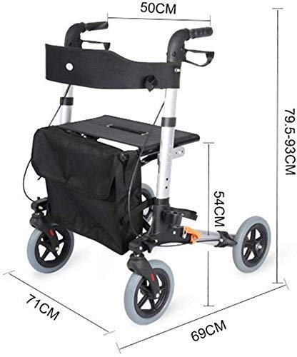 Andador Plegable Todo Terreno con Suspensiones, Carrito para Ancianos Carrito De Compras Paso A Paso Caminata Asistida con Cuatro Ruedas, Viaje, Plegable, para Silla De Ruedas (Color: Negro) (Negro)