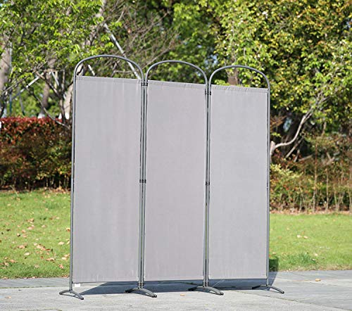 Angel Living Biombo Separador de 3 Paneles con el Techo y la Base de la Forma Curva, Decoración Elegante, Separador de Ambientes Plegable, Divisor de Habitaciones, 168,5 x 185 cm (Gris)