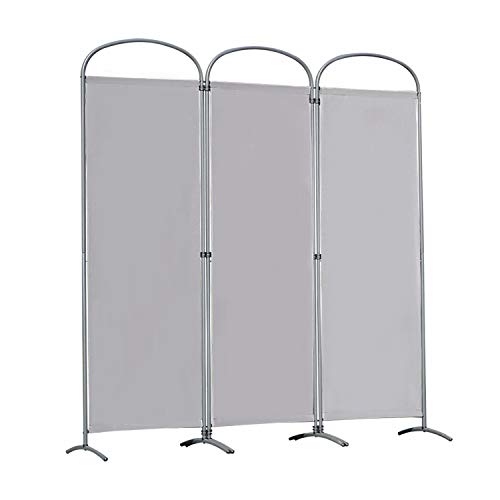 Angel Living Biombo Separador de 3 Paneles con el Techo y la Base de la Forma Curva, Decoración Elegante, Separador de Ambientes Plegable, Divisor de Habitaciones, 168,5 x 185 cm (Gris)