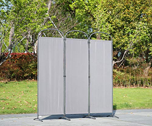 Angel Living Biombo Separador de 3 Paneles con el Techo y la Base de la Forma Curva, Decoración Elegante, Separador de Ambientes Plegable, Divisor de Habitaciones, 168,5 x 185 cm (Gris)