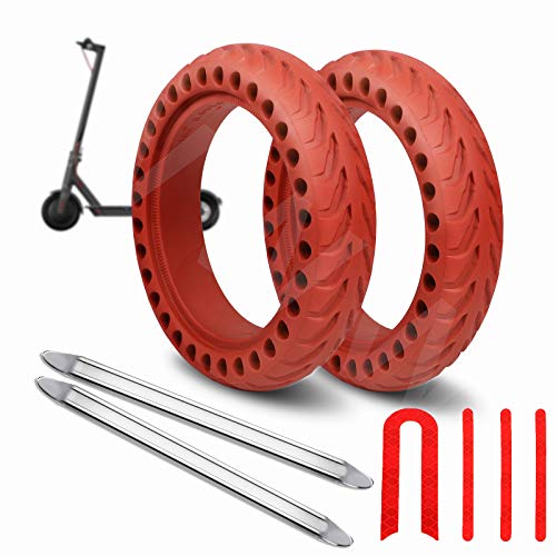 ANSENI® Ruedas Macizas Roja para Patinete Electrico Rueda de 8.5 Pulgadas, Neumáticos de Reemplazo, Rueda de Repuesto Antipinchazo Compatible con Xiaomi Scooter Electrico M365/Pro/1S Patinete Cecotec