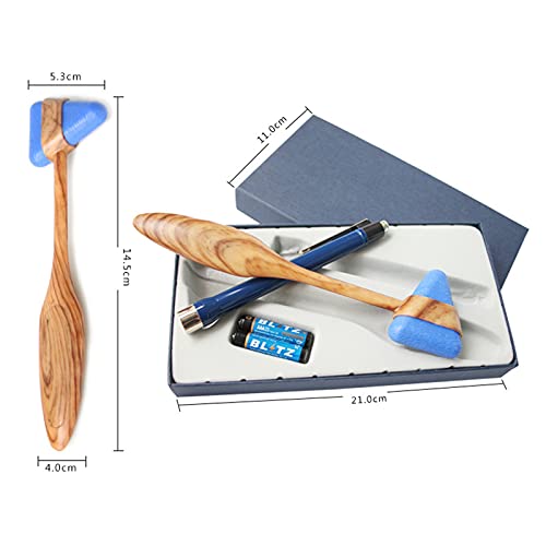 ANYURAN Juego Profesional de Martillo de Reflejos médicos, Martillo de percusión médico con Mango de Madera, Kit neurológico, Ideal para Estudiantes de Medicina