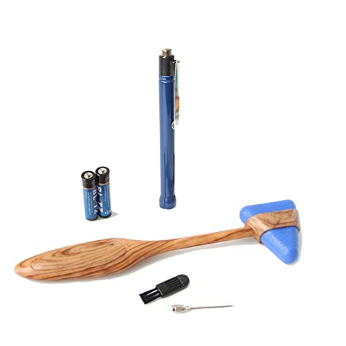 ANYURAN Juego Profesional de Martillo de Reflejos médicos, Martillo de percusión médico con Mango de Madera, Kit neurológico, Ideal para Estudiantes de Medicina