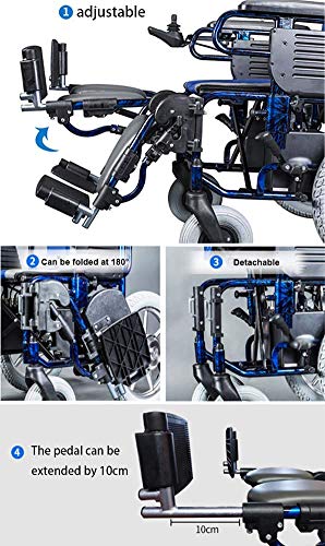 AOLI Portátil silla de ruedas plegable para trabajo pesado movilidad eléctrica, silla ligera de alimentación, 360 ° Palanca de mando motorizado Sillas de ruedas, motos, para los inválidos de edad ava