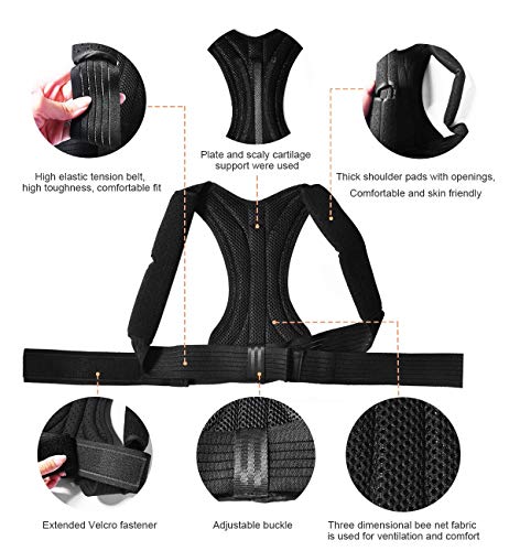 Apark Corrector de Postura, Corrector y Soporte para Columna Vertebral, Alivia Dolor en Cuello, Espalda y Hombros, Ajustable y Transpirable, Mejora la Postura y Proporciona Soporte para la Espalda, S