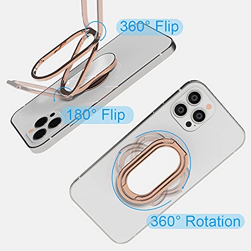 APEKX Soporte de Anillo de teléfono Soporte de Dedo Plegable para Teléfono Celular Agarre Ajustable para Teléfono Inteligente de Mano Metal Magnético Compatible con teléfono Android y iPhone Oro Rosa