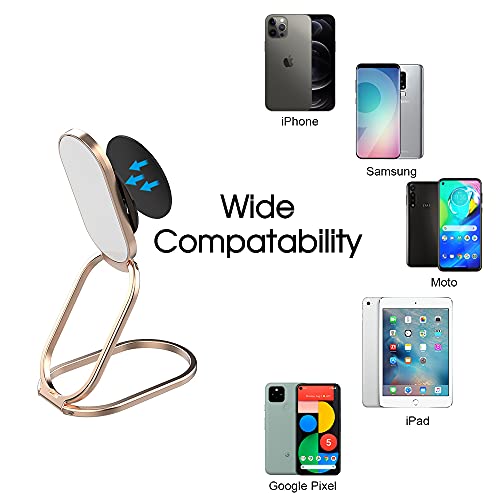 APEKX Soporte de Anillo de teléfono Soporte de Dedo Plegable para Teléfono Celular Agarre Ajustable para Teléfono Inteligente de Mano Metal Magnético Compatible con teléfono Android y iPhone Oro Rosa