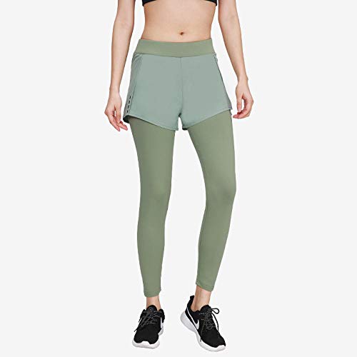 ArcherWlh Leggings Push Up Mujer,Otoño e Invierno nuevos Pantalones de Yoga de Cintura Alta Falsos de Dos Piezas-Ejercito Verde_Metro