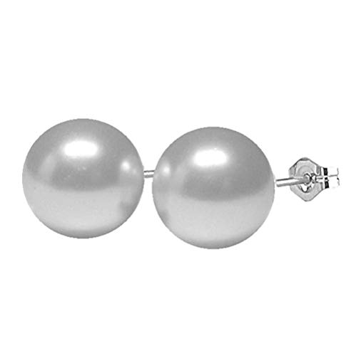 Aretes de plata para mujer, Pearl Stud Earrings, Sterling Silver Studs for Womens, Girls
