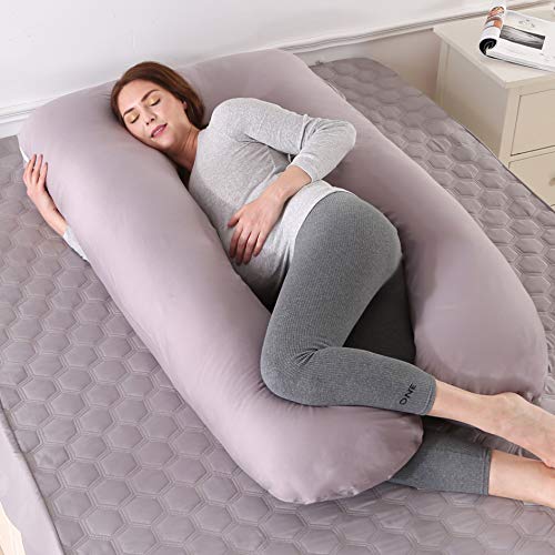 ARNTY Almohada Embarazada Dormir,Almohada de Maternidad Forma u,Embarazo Almohada de Cuerpo Mejorar Sueño, con Funda Extraíble y Lavable (Grey-Forma de U)