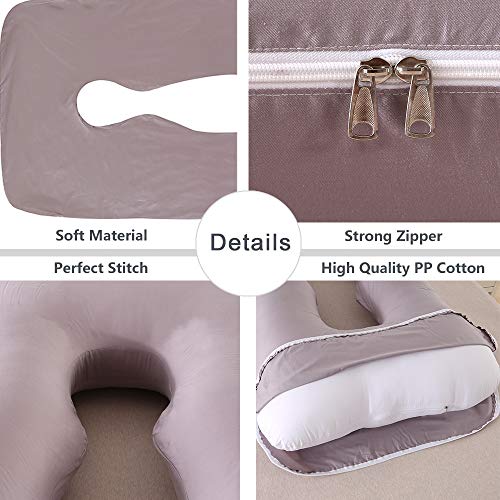 ARNTY Almohada Embarazada Dormir,Almohada de Maternidad Forma u,Embarazo Almohada de Cuerpo Mejorar Sueño, con Funda Extraíble y Lavable (Grey-Forma de U)