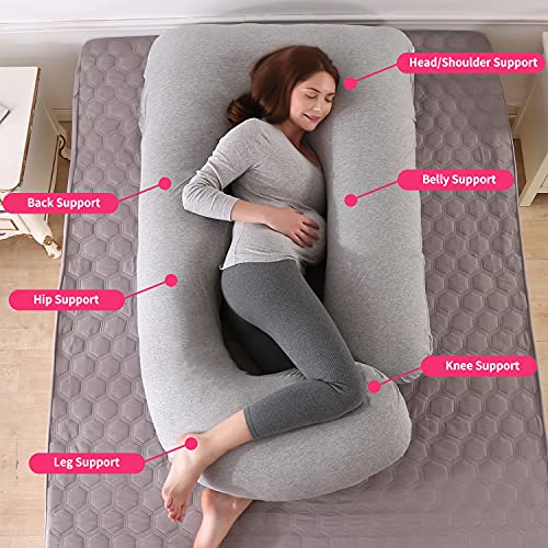 ARNTY Cojin Embarazada Dormir,Almohada Embarazada Dormir Multifuncional en Forma de u,Almohada de Cuerpo para Soporte para Hombros, Caderas, Piernas, Vientre (Gris Claro, Tricotar)