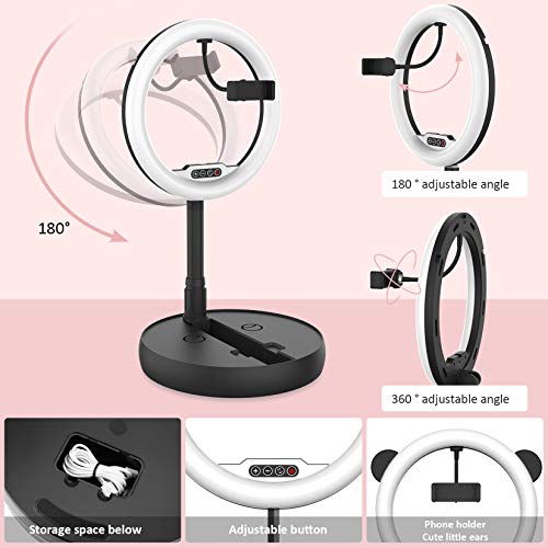 Aro de Luz Anillo de Luz HEERTOGO Aro de Luz para Movil 3 Colores 10 Brillos Regulables con Control Remoto para Selfie Maquillaje Tiktok Youtube