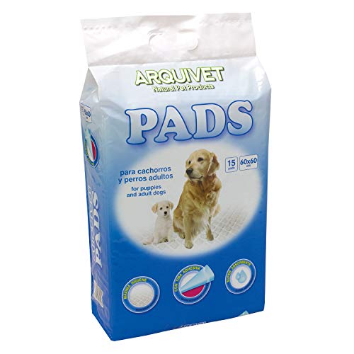 Arquivet Pads para Perros súper absorbentes - Empapadores higiénicos educativos para Perros - Empapadores Desechables - Alfombrilla higiénica para Perros - 15 uds. - 60 x 60 cm