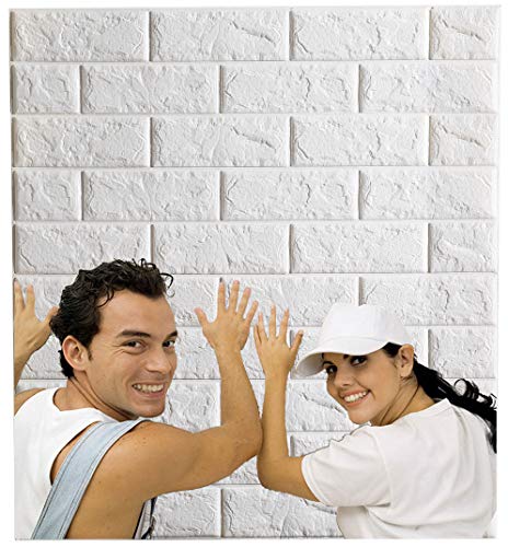 Arthome 10 piezas Papel Pintado 3D Ladrillo, Autoadhesivo Grueso Impermeable Pegatina de Pared Espuma 3d, Paneles Decorativos 3D Piedra para Cuarto de Baño, Sala de Estar y Cocina ( 5.20㎡)