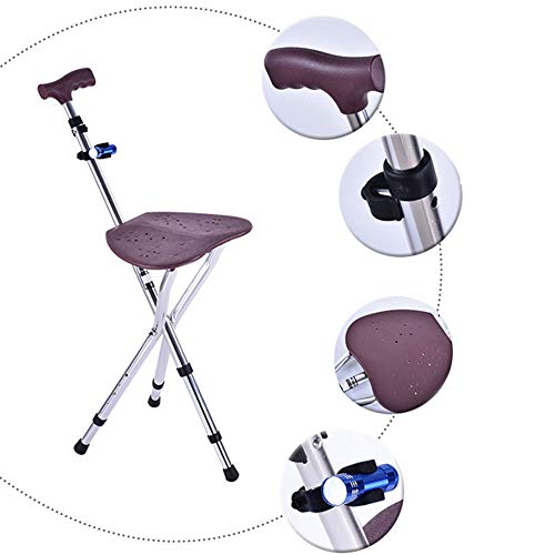 Asiento De Caña Plegable Grueso De Aleación De Aluminio De Caña Silla De Muleta Asiento 3 Patas Asientos De Caña Altamente Ajustable Bastón De Senderismo