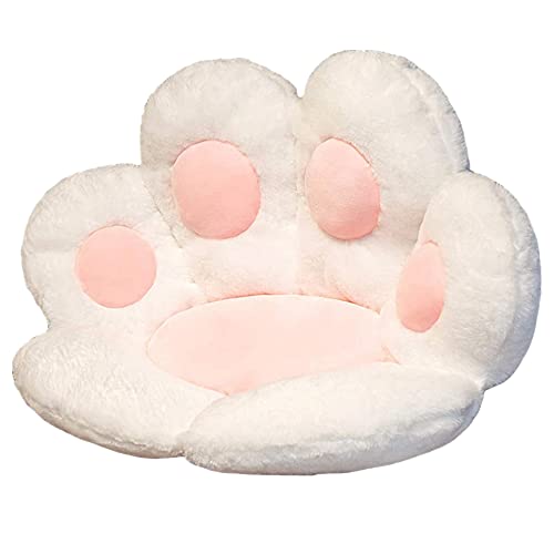 Asirclud Cojín de asiento con forma de corona de pata de gato, sofá perezoso, silla de oficina, cojín de felpa, cojín de asiento de respaldo (blanco #1)