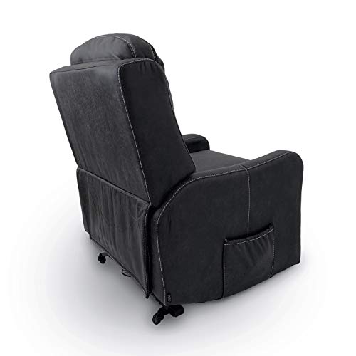 Astan Hogar Sillón Relax con Función Auto-Ayuda (Levanta Personas), Reclinación Eléctrica, Masaje Y Termoterapia. Modelo Zima Lift Up, Gris Acero,