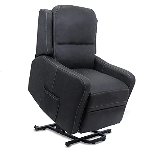 Astan Hogar Sillón Relax con Función Auto-Ayuda (Levanta Personas), Reclinación Eléctrica, Masaje Y Termoterapia. Modelo Zima Lift Up, Gris Acero,