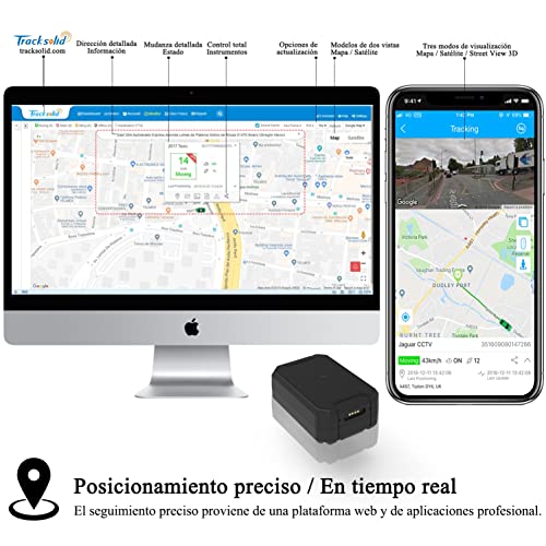 AT1 GPS Tracker Magnético, 6000mAH Localizador GPS para Coche sin Tarjeta SIM para Moto Bicicleta con Monitoreo de Voz, Alarma de Sobrevelocidad/Vibración/Alteración/Valla Geo - Tracksolid App & Web