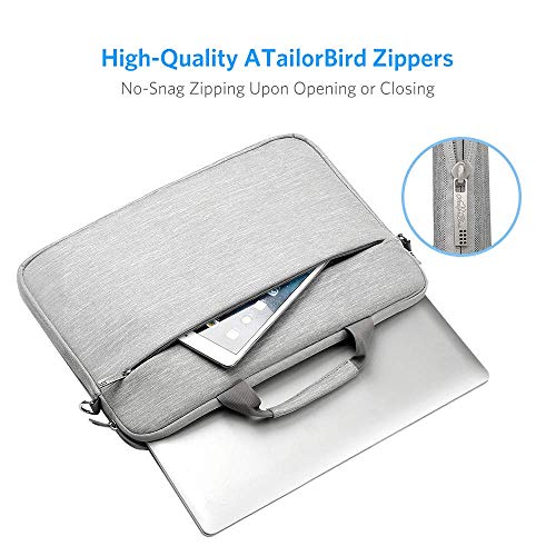 AtailorBird Funda Bandolera para Ordenador Portátil de 15.6 Pulgadas Funda Protectora Portátil con Correa Hombro Ajustable Maletín de Hombro Multifuncional para Negocio Viaje - Gris