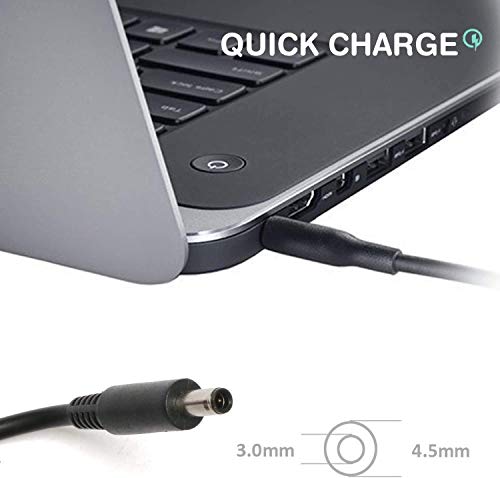 ATTNINE 19,5V 3,34A 65W Adaptador de Cargador de computadora portátil para DELL Inspiron 15-3000 15-5000 15-7000 y más Cable de alimentación de Punta pequeña de 4,5 x 3,0 mm