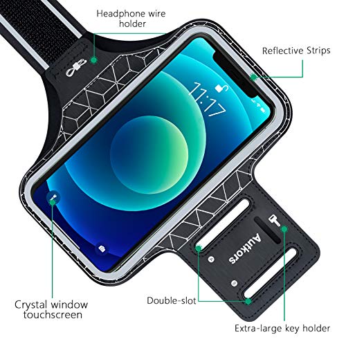 Autkors Brazalete Deportivo para Correr 6.1 Pulgadas, Ajustable Brazalete Movil Deportivo con Banda Reflectante Prueba de Sudor Ideal para iPhone 12/12 Pro/11 Pro/Phone XS, Xiaomi, Huawei