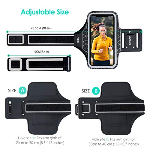 Autkors Brazalete Deportivo para Correr 6.1 Pulgadas, Ajustable Brazalete Movil Deportivo con Banda Reflectante Prueba de Sudor Ideal para iPhone 12/12 Pro/11 Pro/Phone XS, Xiaomi, Huawei