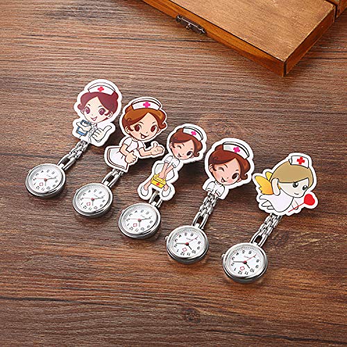 Avaner - Juego de 5 Relojes de Enfermera, para Enfermera, médico, paramédico, Broche de Broche, Broche de Metal, con Pin/Clip,Regalo para Enfermera Médico