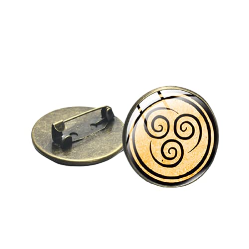 Avatar The Last Airbender Broche de aire nómada fuego y tribu de agua de cristal Cabujón Pines de solapa Insignias en mochila ropa