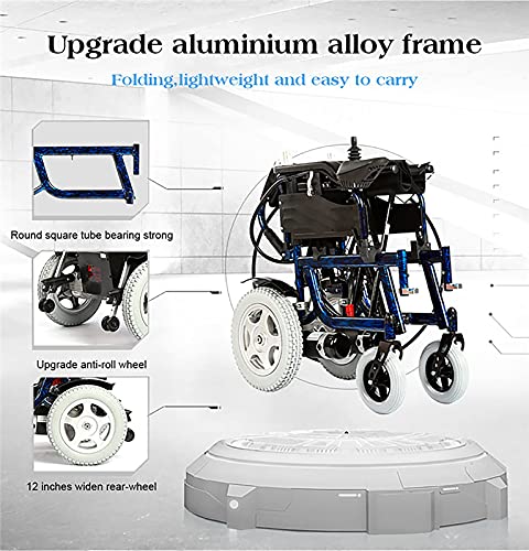 AWJ Silla de Ruedas eléctrica Silla de Ruedas para Ancianos y discapacitados, para Trabajo Pesado, Potente, Motor Doble, Plegable, Silla de Ruedas eléctrica, sillas de Ruedas eléctricas mot