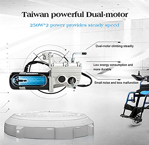 AWJ Silla de Ruedas eléctrica Silla de Ruedas para Ancianos y discapacitados, para Trabajo Pesado, Potente, Motor Doble, Plegable, Silla de Ruedas eléctrica, sillas de Ruedas eléctricas mot