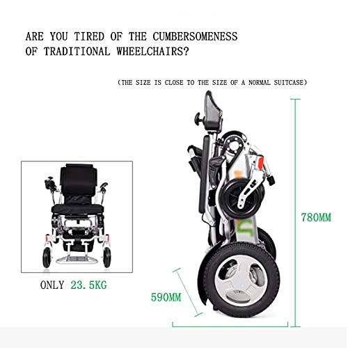 AWJ wcz Silla de Ruedas eléctrica Plegable y Liviana, Silla de Ruedas de Ayuda de Movilidad compacta eléctrica Plegable de Lujo, batería Doble, Silla de Ruedas eléctrica de Mayor autonomía