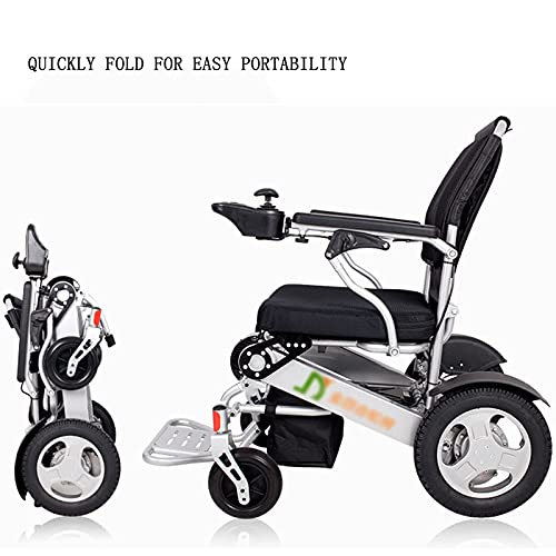 AWJ wcz Silla de Ruedas eléctrica Plegable y Liviana, Silla de Ruedas de Ayuda de Movilidad compacta eléctrica Plegable de Lujo, batería Doble, Silla de Ruedas eléctrica de Mayor autonomía