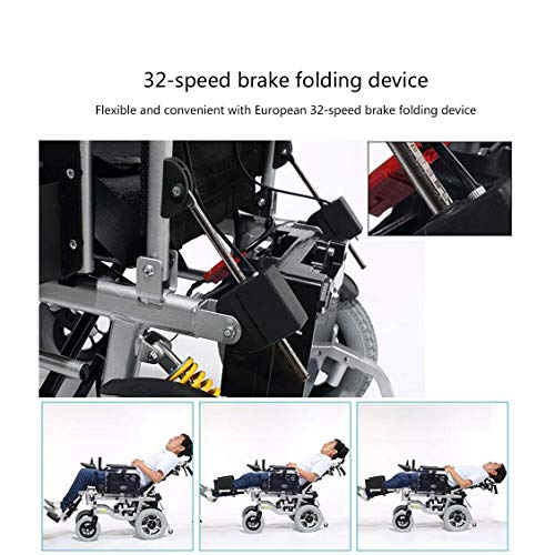 AYHa Silla de ruedas eléctrica plegable ligero Powerchair para los inválidos de edad avanzada - hasta 30 km de la batería de litio de 20Ah, Negro (FDA)